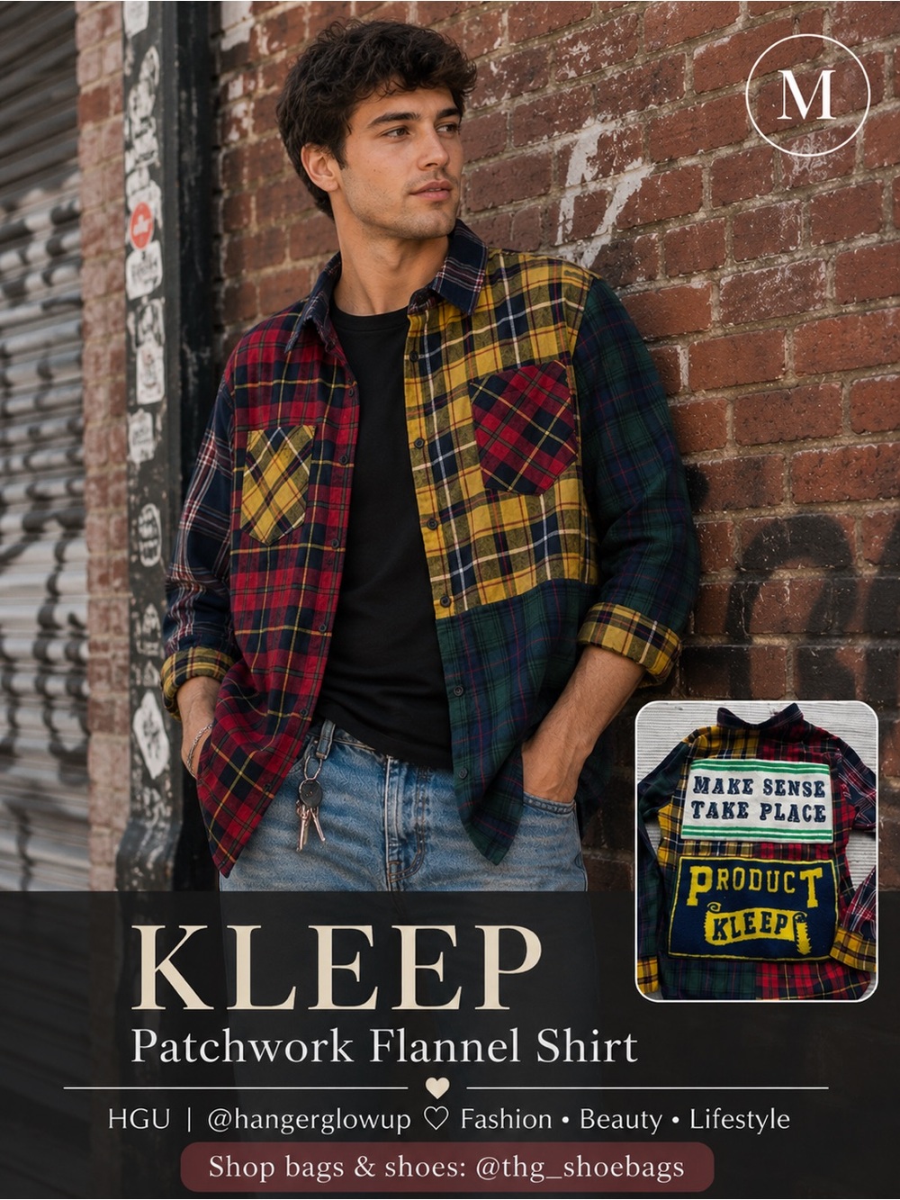 Kleep Standard Issue Patchwork Flannel Shirt Chenille Back Patch Men’s M